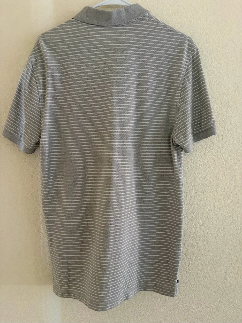 J. Crew Men's Gray and White Striped Polo
